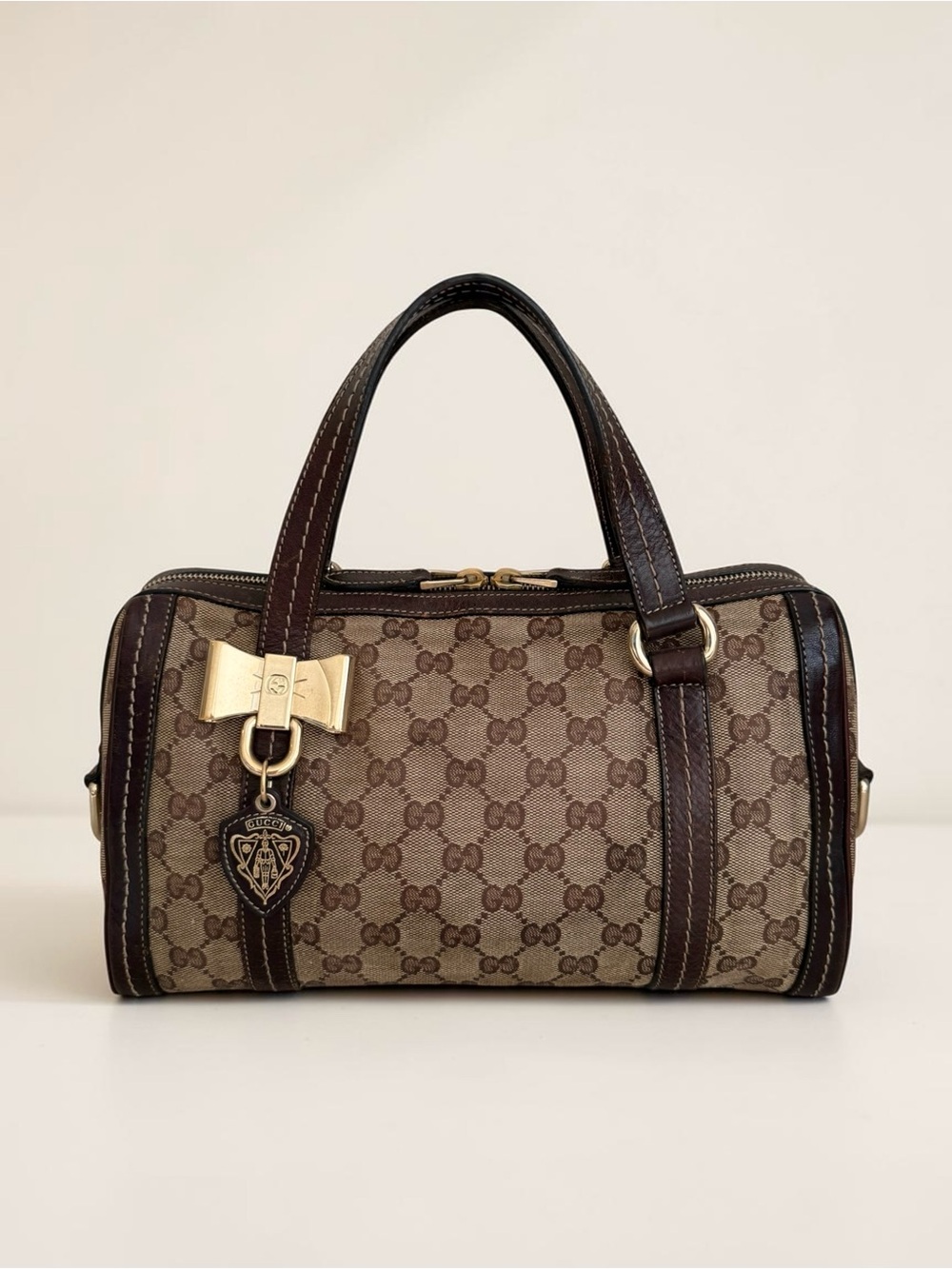 Gucci Brown Duchessa Bow Boston Bag
